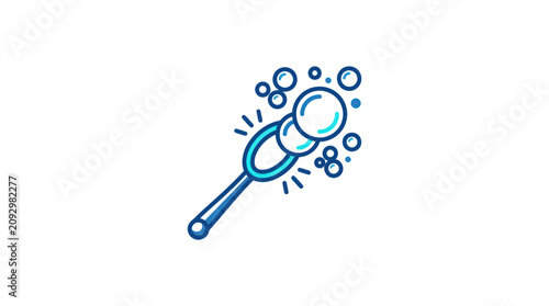Tableau sur toile Magnifying glass with bubbles floating.