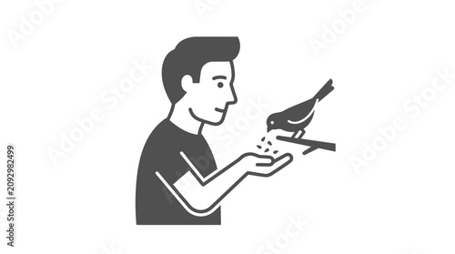 Cuadro en lienzo Man offering food to a bird.