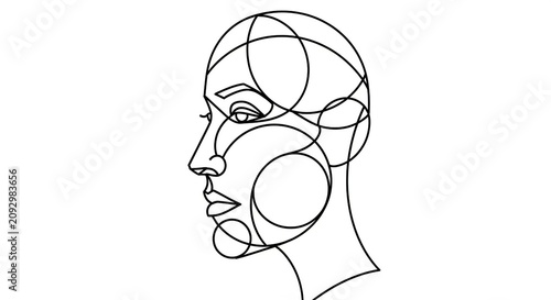 Line profile of woman with overlapping circles
