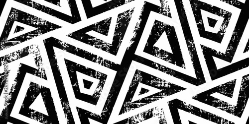 Photos intricate black and white geometric maze pattern with grunge texture design abst
