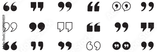 Photos Quotation marks icon set with opening and closing quotes, punctuation symbols fo