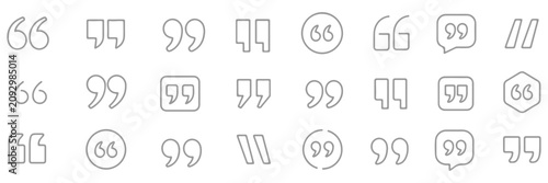Tableau sur toile Quotation marks icon set with opening and closing quotes, punctuation symbols fo