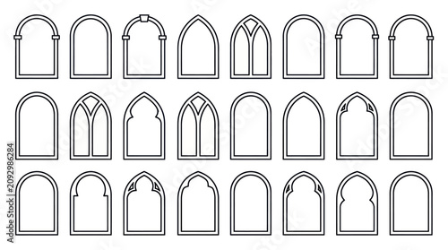 Canvastavla Collection of architectural arch and window outlines.