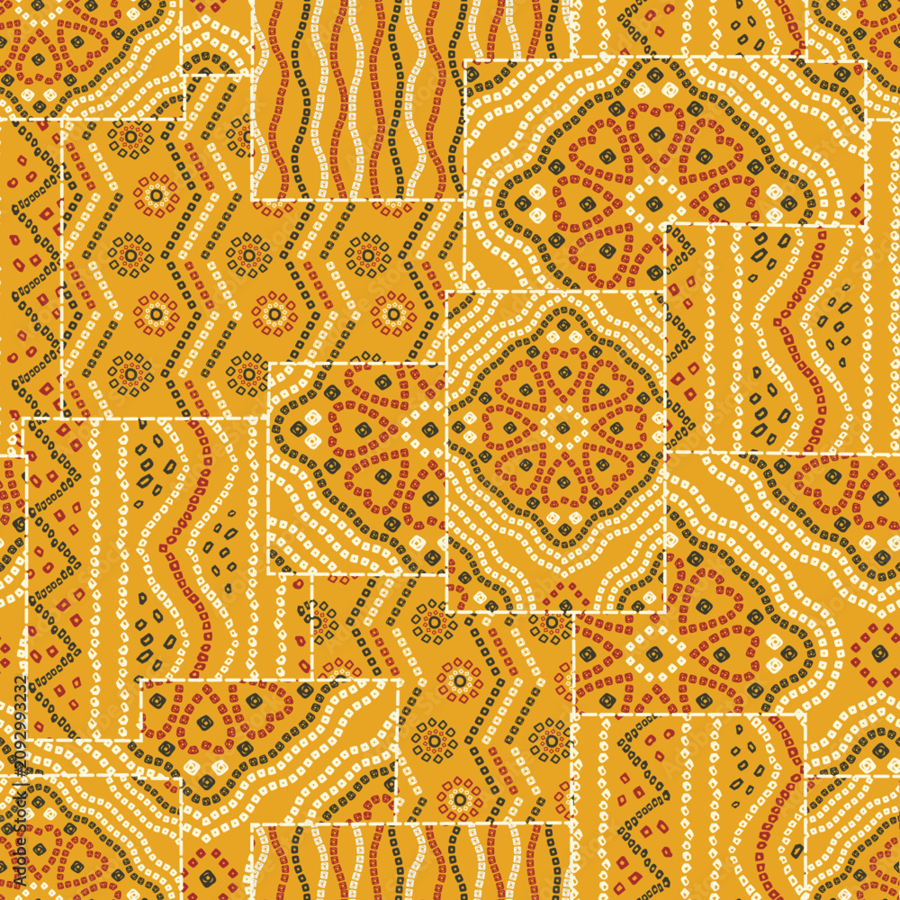 Fototapeta premium patchwork badhani pattern on muster background