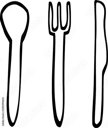 Obraz na plátně Vector illustration of spoon fork and knife table manner restaurant cutlery