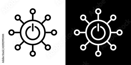 Foto AI power control icon featuring connected power button representing artificial intelligence activation, smart automation, intelligent systems, and digital control