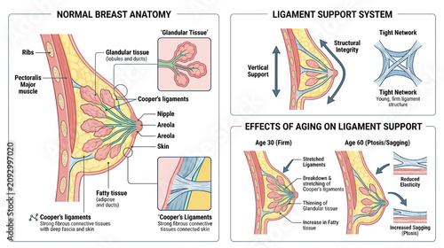 Fotografía Anatomy and Aging of the Female Breast and Ligament Support System
