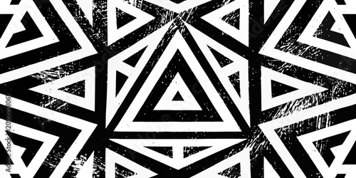 Fotografie intricate black and white geometric maze pattern with abstract triangles design