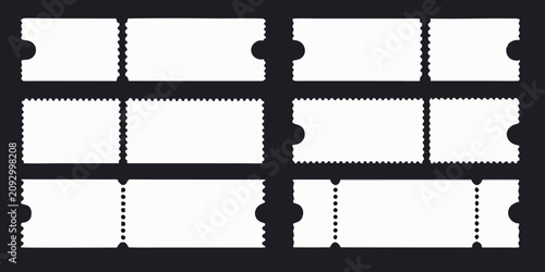 Obraz na płótnie set of blank white ticket stubs with perforated edges on black background ticket