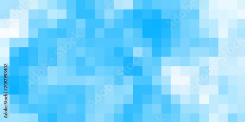 Pixelated mosaic of light and medium blue squares forming a sky-like abstract pattern background texture