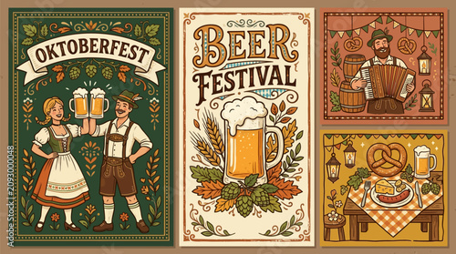 Vibrant oktoberfest beer festival celebration artwork with traditional