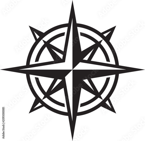 Compass Rose Navigation Symbol Vector Illustration