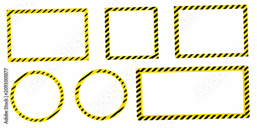 Bild auf Leinwand Caution tape frames and circles on a white background