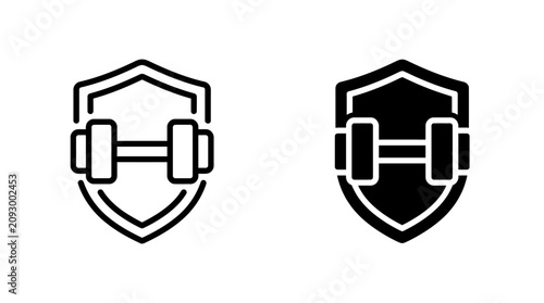 Φωτογραφία Two icons representing fitness and protection, one outlined and one solid black