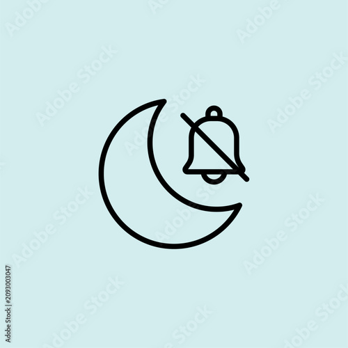 Fotografija Moon and bell icon symbolizing focus mode and silenced notifications