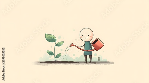 AI Generated Eco Friendly Plant Watering Character