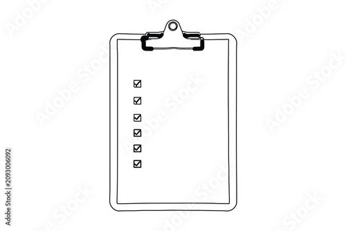 Clipboard task list one line art isolated outline vector illustration
