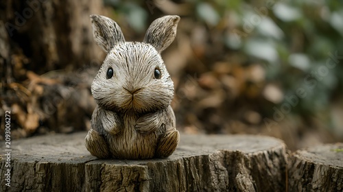 Cute AI Rabbit Illustration With Natural Forest Background