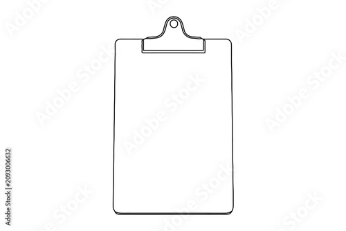 Checklist clipboard continuous one line drawing isolated on white background
