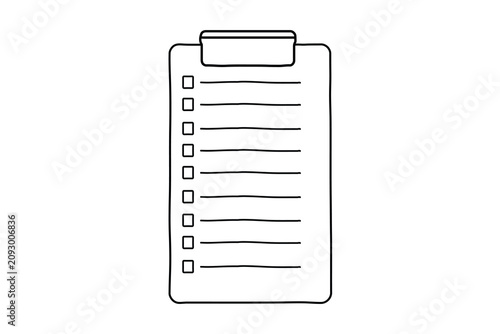 Clipboard with checklist one line art icon minimalist outline vector illustration
