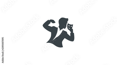 Photos Muscular man flexing bicep muscle.