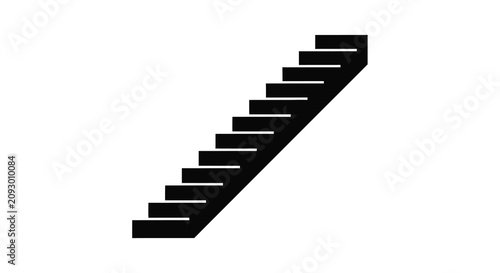 Staircase Silhouette Against White Background Minimalist Graphic