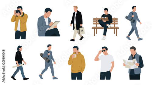 Foto Men enjoying leisure activities and hobbies outdoors.