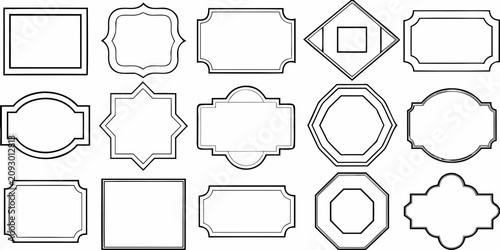 Bild auf Leinwand Collection of vintage style label frames black outlines on a white background ar
