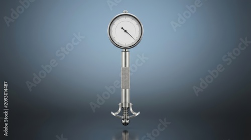 Dial bore gauge 3D render analog bore measuring instrument designed for cylinder inspection and dimensional accuracy control