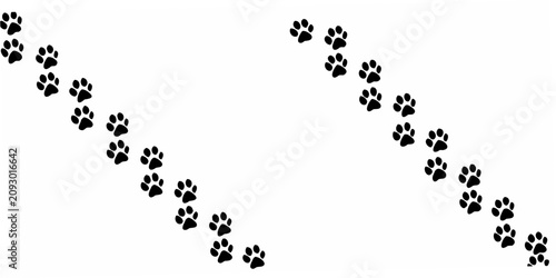 Tableau sur toile Black Paw Prints Silhouette On A White Background