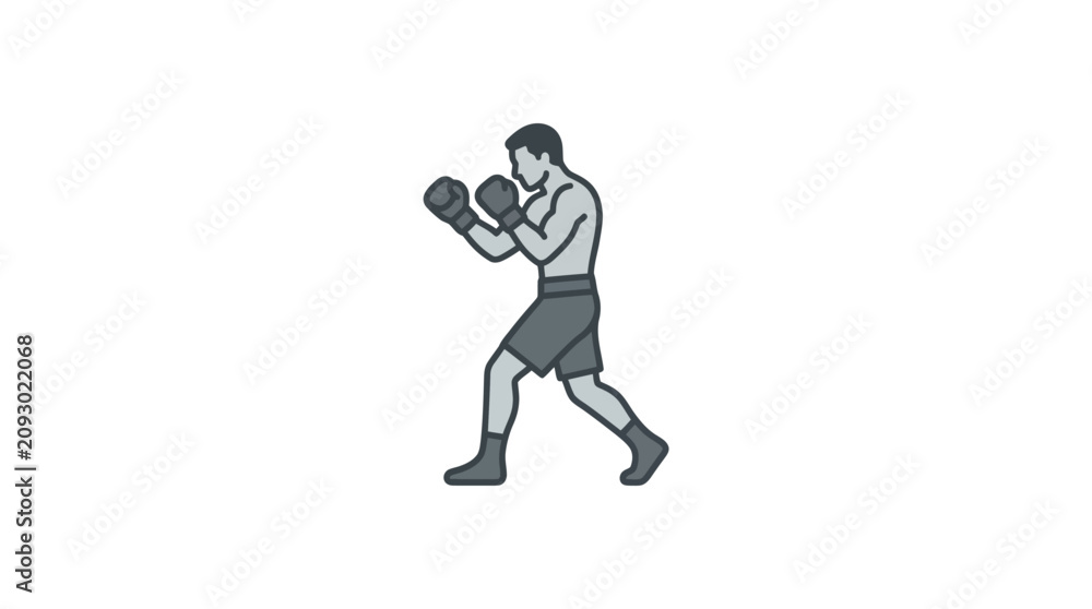 Fototapeta premium Man Wearing Boxing Gloves Ready.