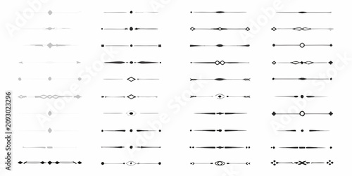 Tableau sur toile collection of classic hand drawn horizontal dividers black and white divider lin