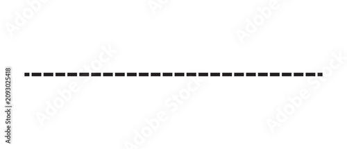 Картината върху платно Black dashed horizontal line separator graphic as clean cutout