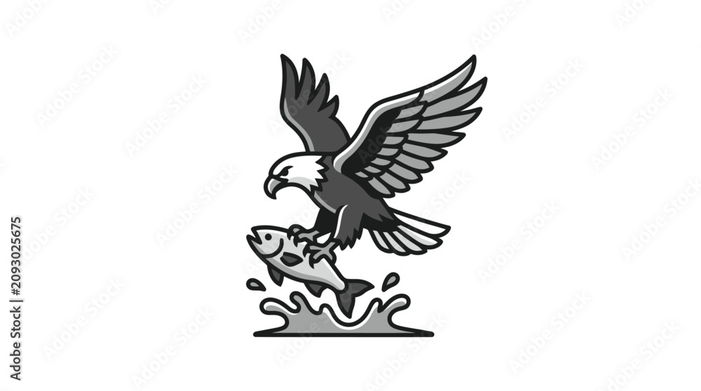 Fototapeta premium Eagle catching a fish in water.
