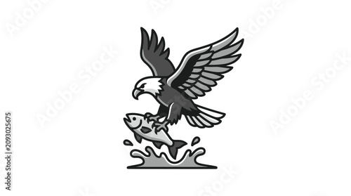 Cuadro en lienzo Eagle catching a fish in water.