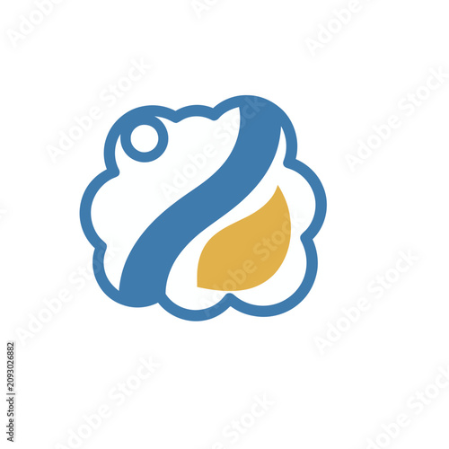 Abstract blue and yellow shape
