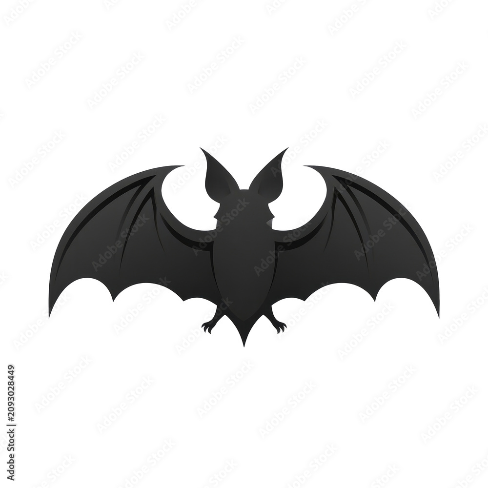 Fototapeta premium Flat Vector Icon of Bat Silhouette with Wings