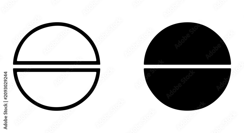 Obraz premium Simple Pill Icon Set, Medical Capsule Vector Graphics, Health Care Symbol, Pharmaceutical Medicine Design