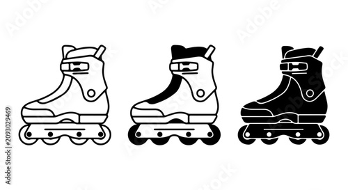 Inline Skates Vector Icons, Rollerblade Set, Sport Equipment Graphics, Urban Mobility Symbols
