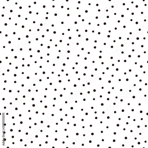 Black and white hand drawn polka dot seamless pattern