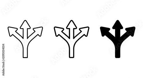 Decision Making Icons, Fork in the Road Symbols, Branching Path Vector Graphics Set