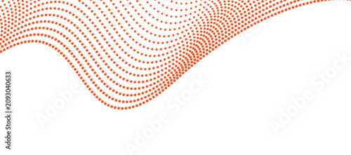 Orange dotted wave pattern on white background vector graphic design element