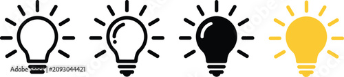 Light Bulb Idea Icons in Multiple Styles