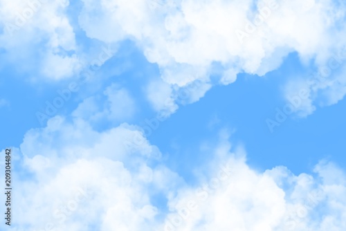 Bild auf Leinwand Bright Blue Sky with Soft White Clouds for Travel and Nature Scenes