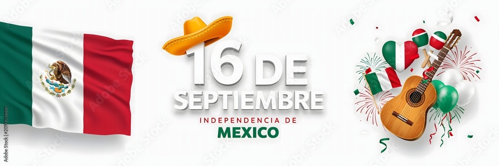 Fototapeta premium Celebrate Mexico Independence Day with patriotic spirit, Mexican flags, cultural traditions, festive decorations, historic pride, and memorable national celebrations every year.