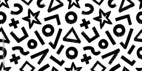Canvastavla bold black and white abstract seamless pattern featuring numbers and symbols sta