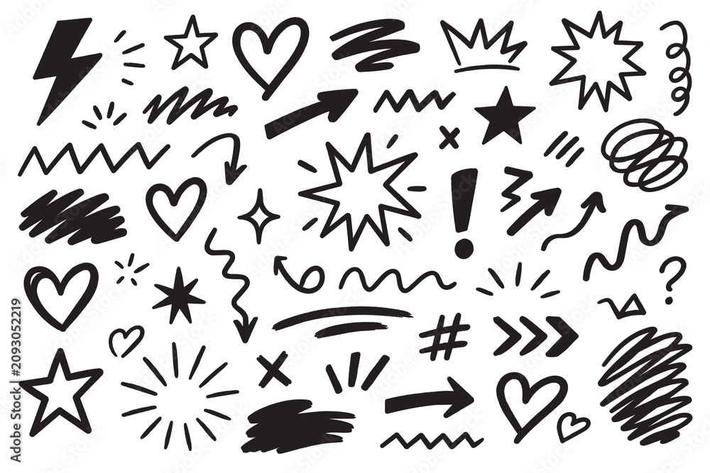 Fototapeta premium Hand Drawn Doodle Elements Set