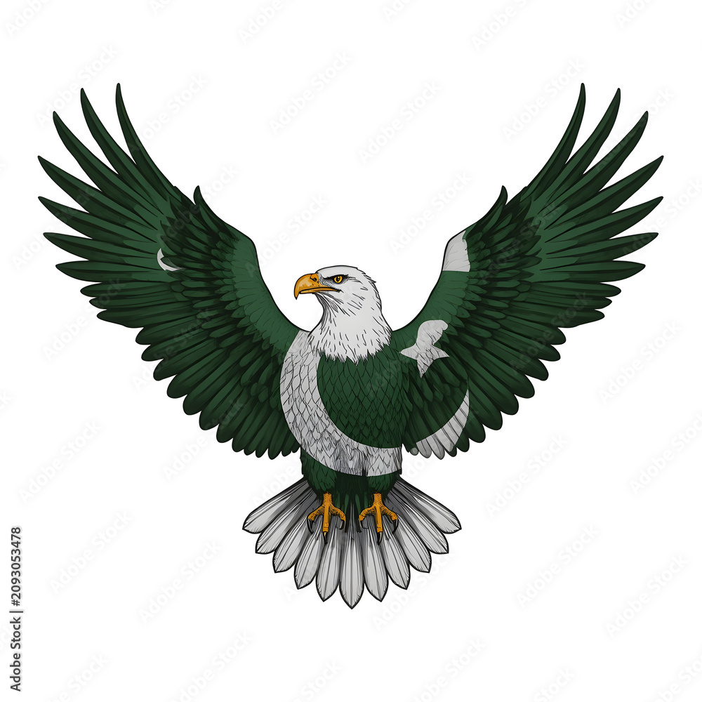 Fototapeta premium Majestic Eagle with Pakistan Flag Wings