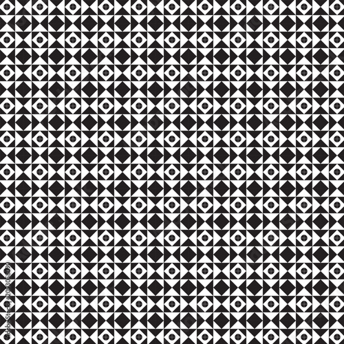 Monochromatic Geometric Repeat Pattern with Intricate Symmetrical Shapes.