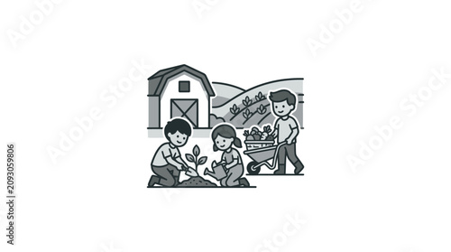 Cuadro en lienzo Children playing outside with toys.